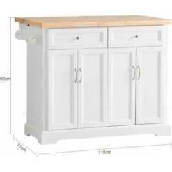 Desserte FKW71-WN Sur Roulettes Meuble De Cuisine De Service Roulant En Bois Avec Plans De Travail Rabattable, SoBuy -VIDAXL || Bosch || Whirlpool Soldes 10888330 4