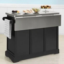 SoBuy FKW71-SCH Desserte Sur Roulettes Meuble De Cuisine De Service Roulant En Bois Avec Plans De Travail Rabattable En Acier INOX -VIDAXL || Bosch || Whirlpool Soldes 10888335 3
