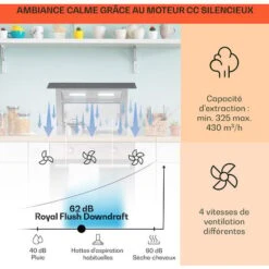 Royal Flush Hotte Aspiranteà Courant Descendant 430 M³/h60 Cm -VIDAXL || Bosch || Whirlpool Soldes 12992195 3
