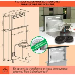 Royal Flush Hotte Aspiranteà Courant Descendant 430 M³/h60 Cm -VIDAXL || Bosch || Whirlpool Soldes 12992195 5