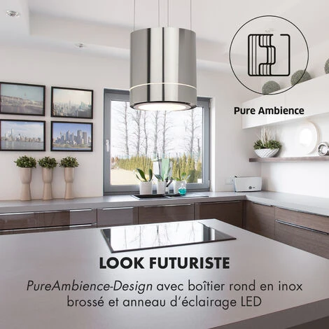 Tron Ambience Hotte Aspirante En îlot Ø 38 Cm Mode Recirculation 540 M³/h LED - Inox 5 Tron Ambience Hotte Aspirante En îlot Ø 38 Cm Mode Recirculation 540 M³/h LED - Inox – Image 3