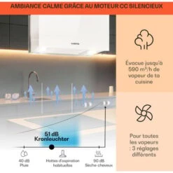 Kronleuchter L Hotte îlot Aspirante 60cm 590 M³/h LED Classe A - Blanc -VIDAXL || Bosch || Whirlpool Soldes 13733429 3