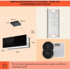 Kronleuchter XL Hotte îlot 90cm Recyclage D'air 590 M³/h Classe A - No -VIDAXL || Bosch || Whirlpool Soldes 13733432 5