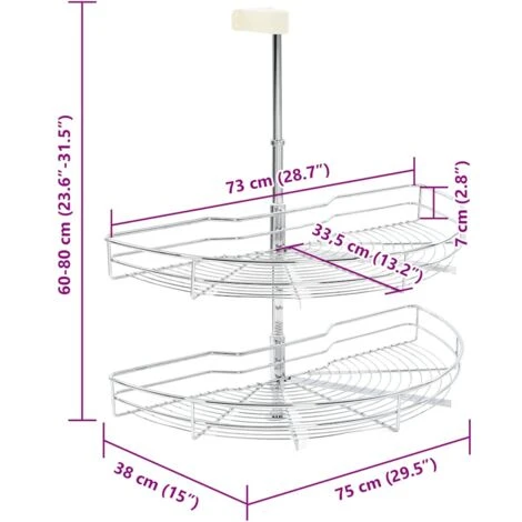 Panier à 2 Niveaux Métallique De Cuisine 180 Degrés 75x38x80 Cm VidaXL 5 Panier à 2 Niveaux Métallique De Cuisine 180 Degrés 75x38x80 Cm VidaXL – Image 3