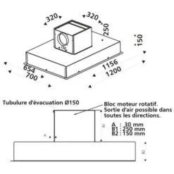 Hotte Plafond Silverline ZORA Verre Trempé 120 Cm -VIDAXL || Bosch || Whirlpool Soldes 16879673 4