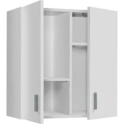 Armoire Murale Blanc Mat Avec 2 Portes Et 2 étagères Coulissantes Blanc