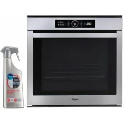 WHIRLPOOL Four Pyrolyse Encastrable Inox 73L Multifonction Porte Froide