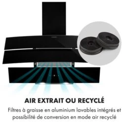 Antonia Hotte Murale 90cm 350m³/h Panneau Tactile Classe B Noir -VIDAXL || Bosch || Whirlpool Soldes 20110810 3