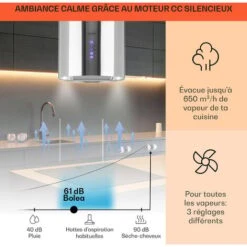 Beretta Hotte îlot 650m³/h 3 Vitesses Filtres Inclus Classe C - Inox -VIDAXL || Bosch || Whirlpool Soldes 22845263 3