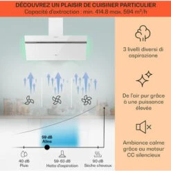 Alina Hotte Aspirante 90 Cm 600 M³/h Classe A - Design Verre Blanc -VIDAXL || Bosch || Whirlpool Soldes 22845326 3