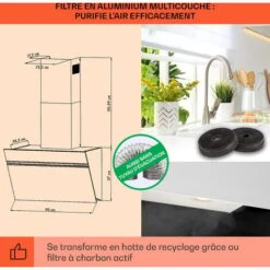 Alina Hotte Aspirante 90 Cm 600 M³/h Classe A - Design Verre Blanc -VIDAXL || Bosch || Whirlpool Soldes 22845326 5