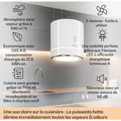 Tron Ambience Hotte îlot Aspirante Ø 38 Cm 540 M³/h Classe A - Blanche