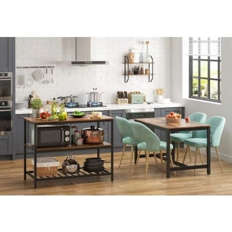 VASAGLE Étagère De Cuisine à 3 étagères, Étagère De Rangement Avec Plan De Travail, Structure En Acier Stable, 120 X 60 X 90 Cm, Facile à Monter, Marron Rustique Et Noir Par SONGMICS KKI01BX 5 VASAGLE Étagère De Cuisine à 3 étagères, Étagère De Rangement Avec Plan De Travail, Structure En Acier Stable, 120 X 60 X 90 Cm, Facile à Monter, Marron Rustique Et Noir Par SONGMICS KKI01BX – Image 3