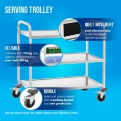 Chariot De Service Desserte À Roulettes Cuisine Table Roulante Restaurant 240kg 9 Chariot De Service Desserte À Roulettes Cuisine Table Roulante Restaurant 240kg -VIDAXL || Bosch || Whirlpool Soldes 24394801 3