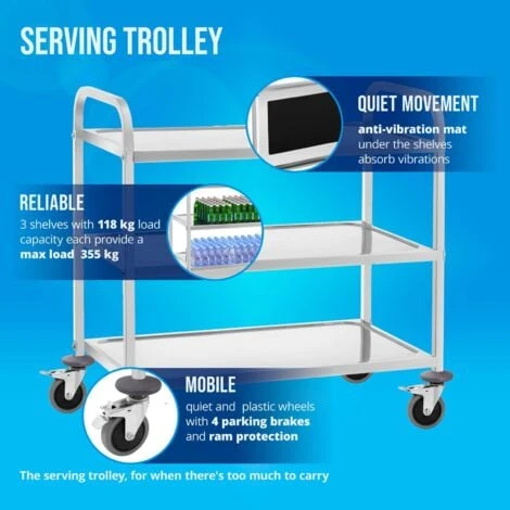 Chariot De Service Desserte À Roulettes Cuisine Table Roulante Restaurant 240kg 5 Chariot De Service Desserte À Roulettes Cuisine Table Roulante Restaurant 240kg – Image 3