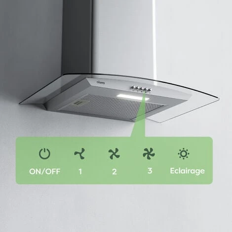 CIARRA Hotte Aspirante 60cm 650 M3/h Classe A++ 1pcs Filtre Actif 3 Vitesses Recyclage & Evacuation Inox - 506SS60 4 CIARRA Hotte Aspirante 60cm 650 M3/h Classe A++ 1pcs Filtre Actif 3 Vitesses Recyclage & Evacuation Inox - 506SS60 – Image 2