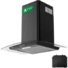 CIARRA Hotte Aspirante 60cm 650m3/h Classe A++ 1pcs Filtre Actif 3 Vitesses Recyclage Evacuation Verre & Noir - 506BK60