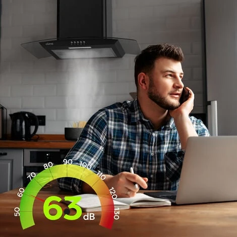 CIARRA Hotte Aspirante 60cm 650m3/h Classe A++ 1pcs Filtre Actif 3 Vitesses Recyclage Evacuation Verre & Noir - 506BK60 5 CIARRA Hotte Aspirante 60cm 650m3/h Classe A++ 1pcs Filtre Actif 3 Vitesses Recyclage Evacuation Verre & Noir - 506BK60 – Image 3