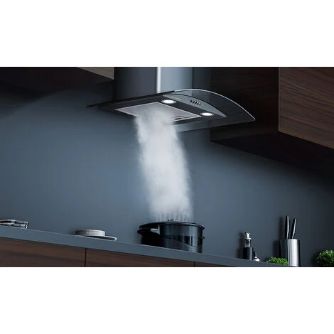 CIARRA Hotte Aspirante 60cm 650m3/h Classe A++ 1pcs Filtre Actif 3 Vitesses Recyclage Evacuation Verre & Noir - 506BK60 7 CIARRA Hotte Aspirante 60cm 650m3/h Classe A++ 1pcs Filtre Actif 3 Vitesses Recyclage Evacuation Verre & Noir - 506BK60 – Image 5