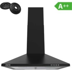 CIARRA Hotte Murale 60cm 370m3/h 2pcs Filtre Actif Recyclage Ou Evacuation 3 Vitesses Eclairage Led Noir 201BK60 Noir