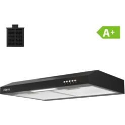 Hotte Encastrable 60cm 1pcs Filtre A Charbon 220m3/h 3 Vitesses Recyclage Hotte Aspirante 903BK60+001 Noir