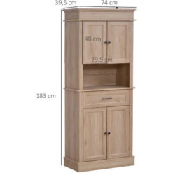 HOMCOM Armoire De Cuisine Multi-rangements 2 Placards 2 Portes Tiroir Niche MDF Panneaux Particules E1 Chêne Clair -VIDAXL || Bosch || Whirlpool Soldes 25140808 3