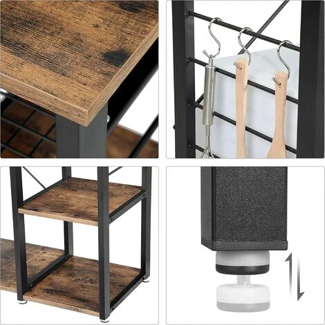 Étagère Meuble De Cuisine Style Industriel 90 Cm MDF Et Fer Marron Et Noir 5 Étagère Meuble De Cuisine Style Industriel 90 Cm MDF Et Fer Marron Et Noir – Image 3