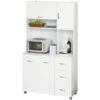 HOMCOM Armoire De Cuisine Multi-rangements 4 Portes 3 Tiroirs étagère + Grand Plateau 100L X 39l X 183H Cm MDF Blanc -VIDAXL || Bosch || Whirlpool Soldes 25571005 1
