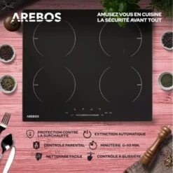 AREBOS Table De Cuisson à Induction Avec 4 Zones 16 Niveaux De Cuisson écran Tactile -VIDAXL || Bosch || Whirlpool Soldes 26429011 4