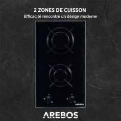 AREBOS Plaque De Cuisson Cuisinière à Gaz De 2 FlammesVitrocéramique Grilles Et Veilleusede Sécurité InclusesConvient Pour Le Gaz -VIDAXL || Bosch || Whirlpool Soldes 26508384 3