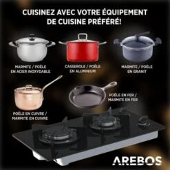 AREBOS Plaque De Cuisson Cuisinière à Gaz De 2 FlammesVitrocéramique Grilles Et Veilleusede Sécurité InclusesConvient Pour Le Gaz -VIDAXL || Bosch || Whirlpool Soldes 26508384 4