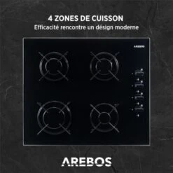 AREBOS Cuisinière à Gaz De 4 Flammes Vitrocéramique Autonome -VIDAXL || Bosch || Whirlpool Soldes 26705756 3