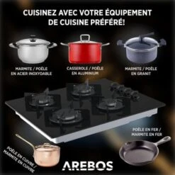 AREBOS Cuisinière à Gaz De 4 Flammes Vitrocéramique Autonome -VIDAXL || Bosch || Whirlpool Soldes 26705756 4