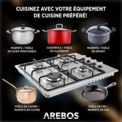 AREBOS Cuisinière à Gaz De 4 Flammes Vitrocéramique Cuisinière à Gaz -VIDAXL || Bosch || Whirlpool Soldes 26784335 4