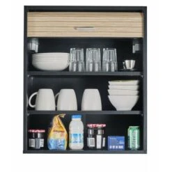 Meuble Cuisine Noir Bicolore 60 Cm H 72 Cm - Coloris: Chêne Naturel