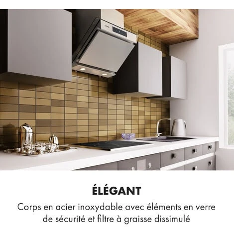 Klarstein Balzac Silent 60 Hotte Aspirante Inclinée 60cm , Débit 604 M³/h , 47 Db , Panneau De Commande Tactile , éclairage Led , Classe A - Argent 4 Klarstein Balzac Silent 60 Hotte Aspirante Inclinée 60cm , Débit 604 M³/h , 47 Db , Panneau De Commande Tactile , éclairage Led , Classe A - Argent – Image 2