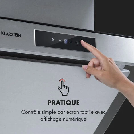 Klarstein Balzac Silent 60 Hotte Aspirante Inclinée 60cm , Débit 604 M³/h , 47 Db , Panneau De Commande Tactile , éclairage Led , Classe A - Argent 6 Klarstein Balzac Silent 60 Hotte Aspirante Inclinée 60cm , Débit 604 M³/h , 47 Db , Panneau De Commande Tactile , éclairage Led , Classe A - Argent – Image 4