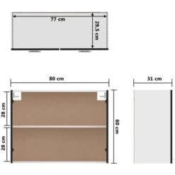 Armoire Suspendue Noir 80x31x60 Cm Aggloméré VidaXL -VIDAXL || Bosch || Whirlpool Soldes 29118598 3