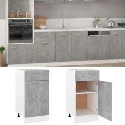 Armoire De Plancher à Tiroir Gris Béton 40x46x81,5 Cm Aggloméré VidaXL -VIDAXL || Bosch || Whirlpool Soldes 29188531 2