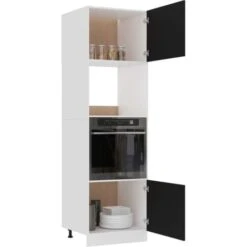 Armoire à Micro-ondes Noir 60x57x207 Cm Aggloméré VidaXL -VIDAXL || Bosch || Whirlpool Soldes 29366006 4