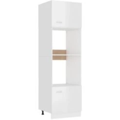 Armoire à Micro-ondes Blanc Brillant 60x57x207 Cm Aggloméré VidaXL