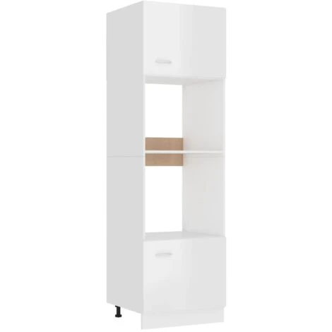 Armoire à Micro-ondes Blanc Brillant 60x57x207 Cm Aggloméré VidaXL 3 Armoire à Micro-ondes Blanc Brillant 60x57x207 Cm Aggloméré VidaXL