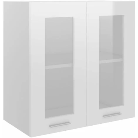 Armoire En Verre Suspendue Blanc Brillant 60x31x60 Cm Aggloméré VidaXL 3 Armoire En Verre Suspendue Blanc Brillant 60x31x60 Cm Aggloméré VidaXL