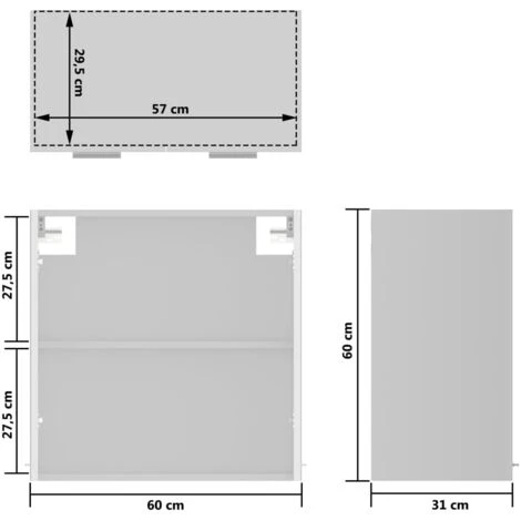 Armoire En Verre Suspendue Blanc Brillant 60x31x60 Cm Aggloméré VidaXL 5 Armoire En Verre Suspendue Blanc Brillant 60x31x60 Cm Aggloméré VidaXL – Image 3