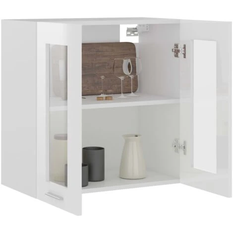 Armoire En Verre Suspendue Blanc Brillant 60x31x60 Cm Aggloméré VidaXL 6 Armoire En Verre Suspendue Blanc Brillant 60x31x60 Cm Aggloméré VidaXL – Image 4