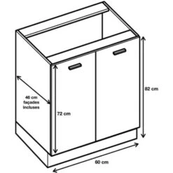 Meuble Bas De Cuisine Eco Chene Naturel 2 Portes L 60 Cm -VIDAXL || Bosch || Whirlpool Soldes 30042996 2