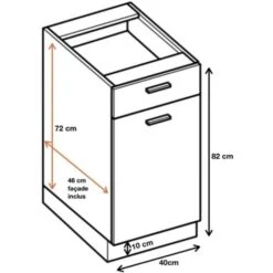 Meuble Bas De Cuisine Eco Blanc Brillant 1 Porte 1 Tiroir L 40 Cm -VIDAXL || Bosch || Whirlpool Soldes 30042998 2