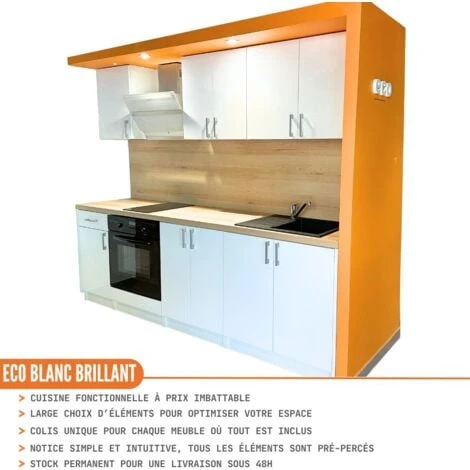 Meuble Bas De Cuisine Eco Blanc Brillant 1 Porte L 30 Cm 5 Meuble Bas De Cuisine Eco Blanc Brillant 1 Porte L 30 Cm – Image 3