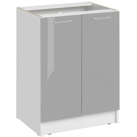 Meuble Bas De Cuisine Eco Gris Brillant 2 Portes L 60 Cm 3 Meuble Bas De Cuisine Eco Gris Brillant 2 Portes L 60 Cm