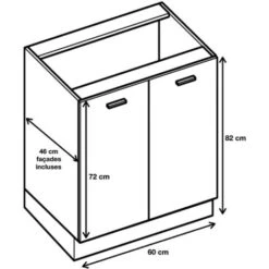Meuble Bas De Cuisine Eco Gris Brillant 2 Portes L 60 Cm 8 Meuble Bas De Cuisine Eco Gris Brillant 2 Portes L 60 Cm -VIDAXL || Bosch || Whirlpool Soldes 30043023 2